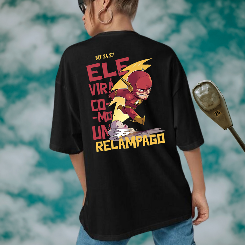 Camiseta Cristã  100% Algodão ''Ele Virá com um relâmpago.''