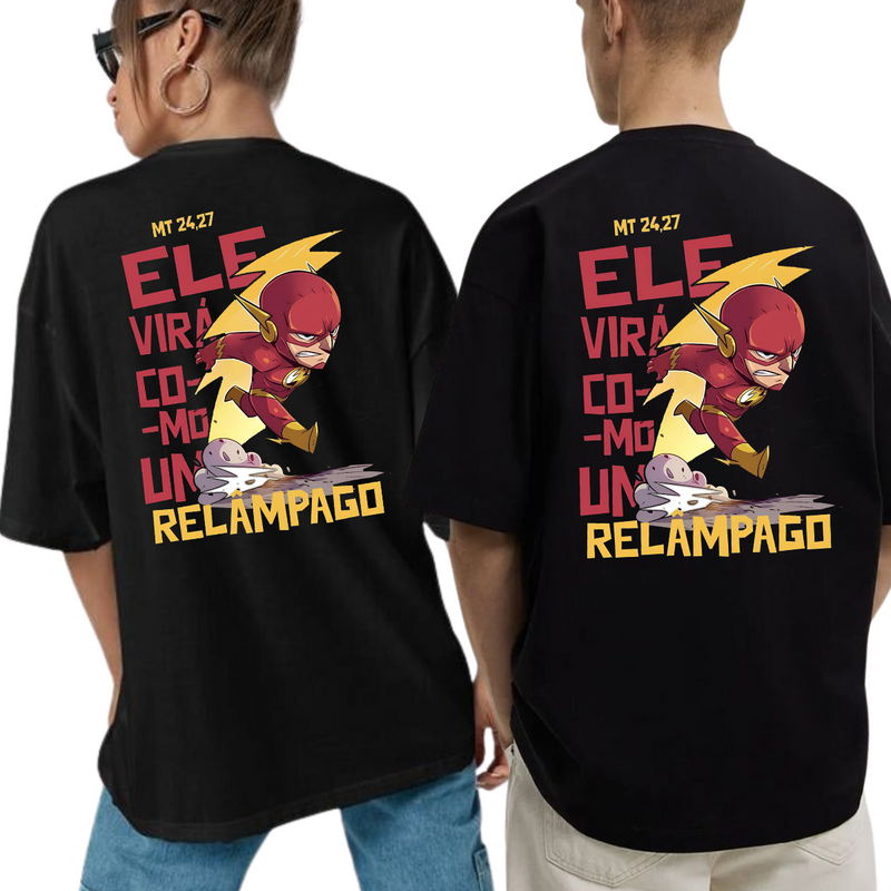 Camiseta Cristã  100% Algodão ''Ele Virá com um relâmpago.''