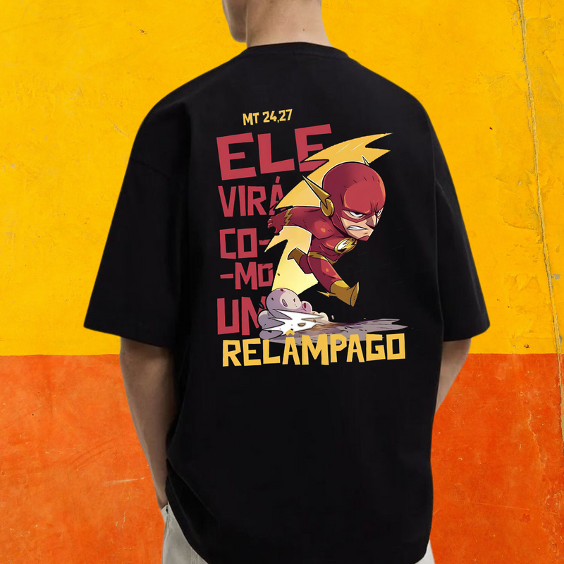 Camiseta Cristã  100% Algodão ''Ele Virá com um relâmpago.''