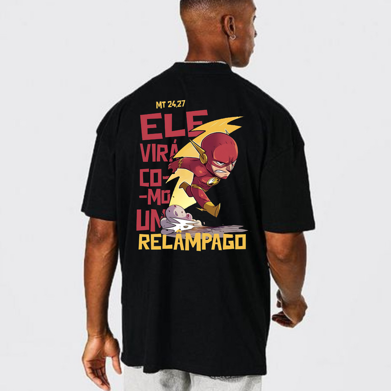 Camiseta Cristã  100% Algodão ''Ele Virá com um relâmpago.''