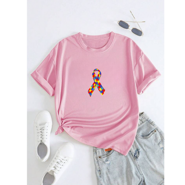 T-Shirt Feminina Gola Redonda Autismo