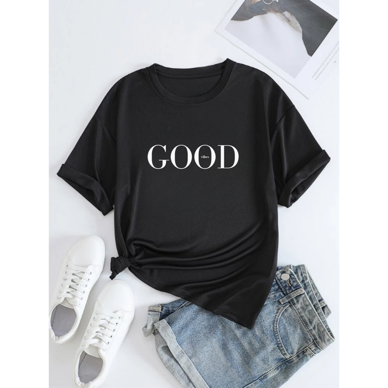 T-Shirt Feminina Gola Redonda Good Vibes