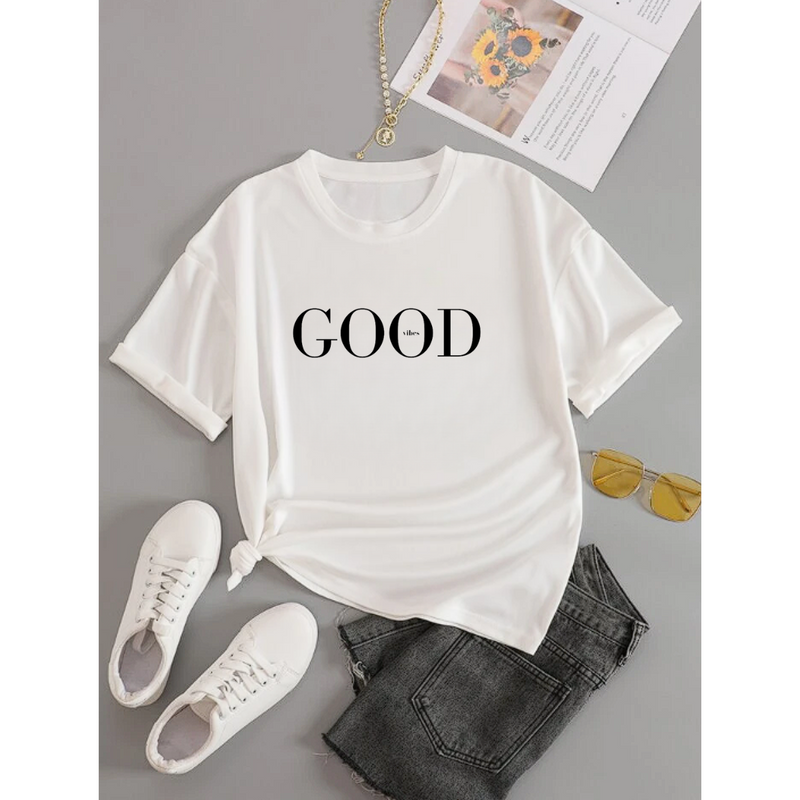 T-Shirt Feminina Gola Redonda Good Vibes