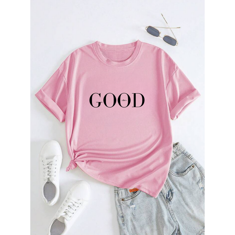 T-Shirt Feminina Gola Redonda Good Vibes