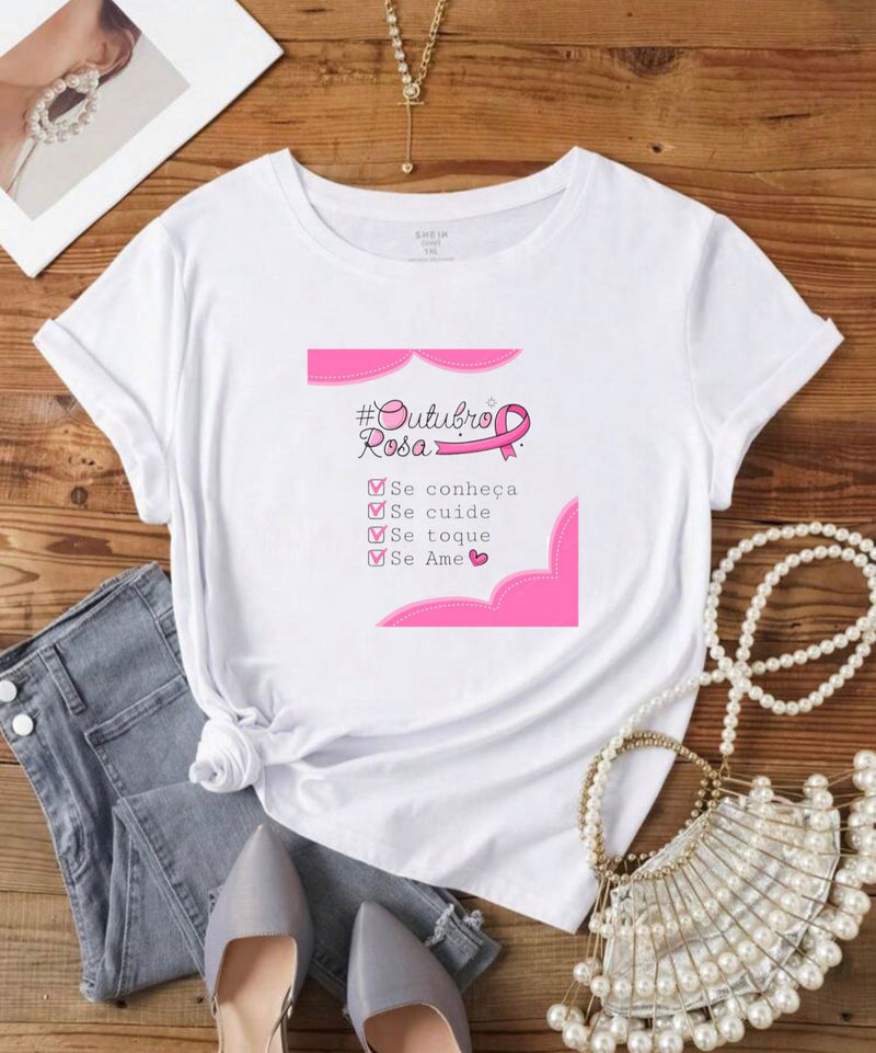 T-shirt Feminina Outubro Rosa Linda Lançamento 2023