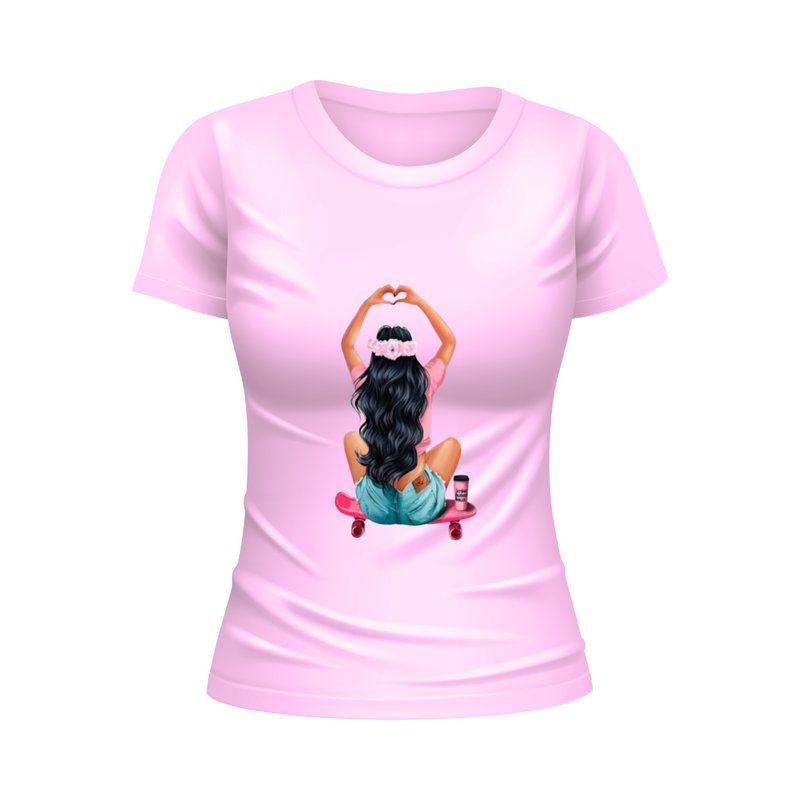 T-Shirt Feminina Gola Redonda Menina Tumblr