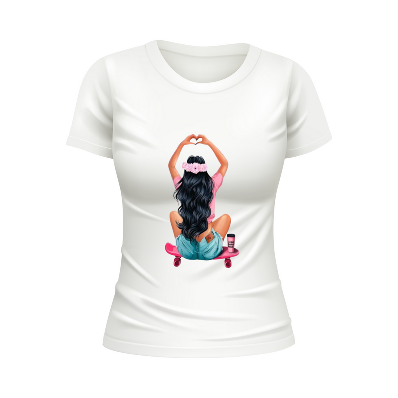 T-Shirt Feminina Gola Redonda Menina Tumblr