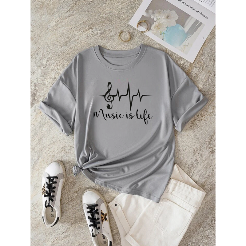 T-Shirt Feminina Gola Redonda Music Is Life