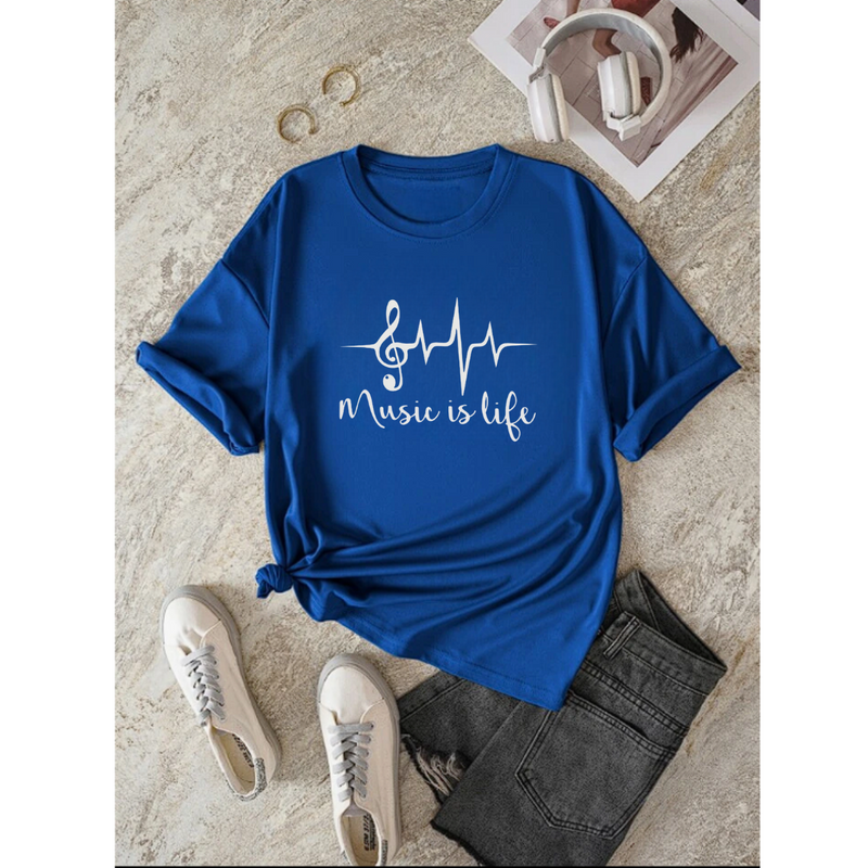 T-Shirt Feminina Gola Redonda Music Is Life