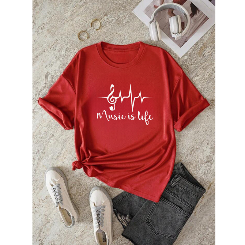 T-Shirt Feminina Gola Redonda Music Is Life