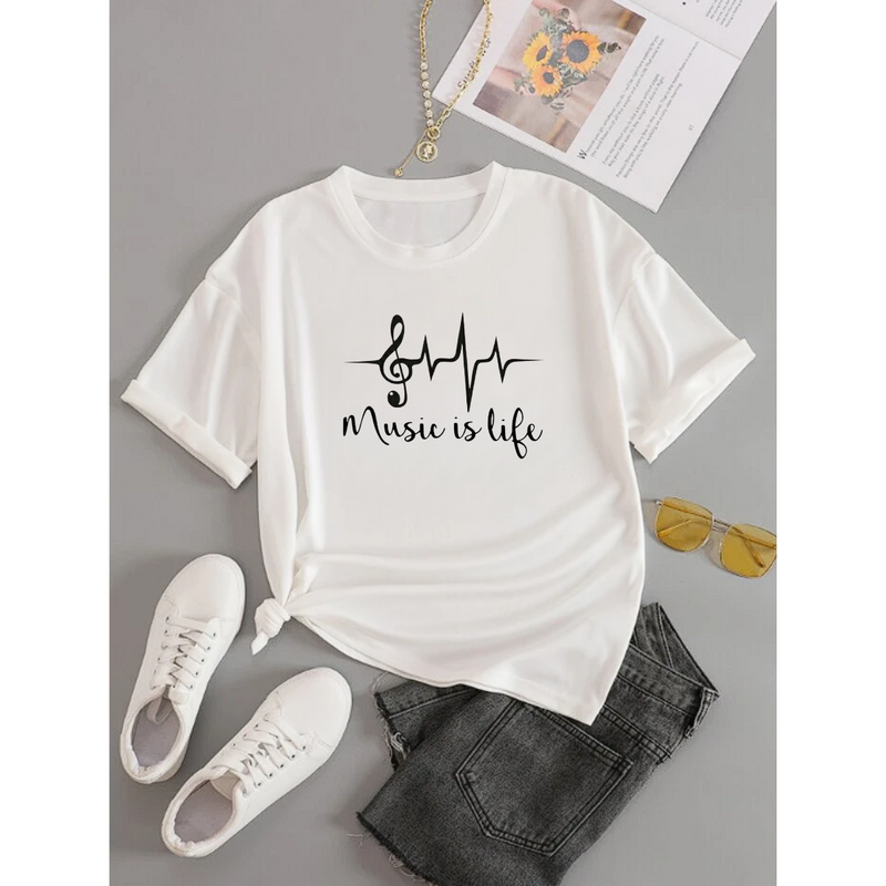 T-Shirt Feminina Gola Redonda Music Is Life