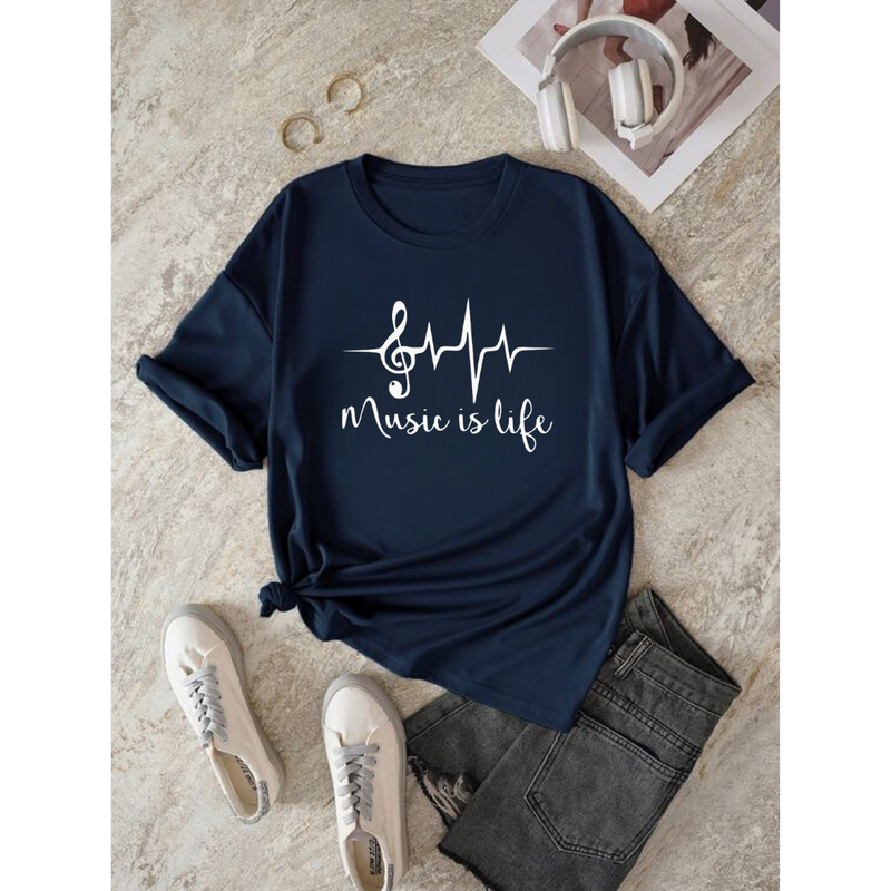 T-Shirt Feminina Gola Redonda Music Is Life